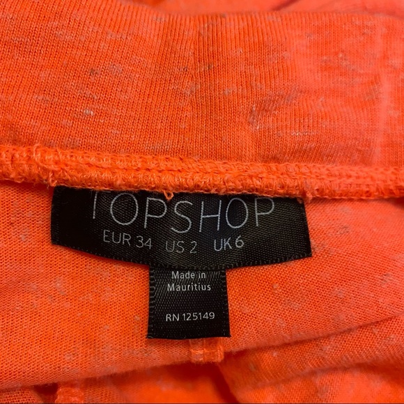 Topshop Linen Blend Knit Mini Skirt Orange Multicolor Sz 2 - Picture 3 of 6